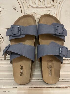 Bjorndal Dusty Blue Double-Buckle Slide Sandals